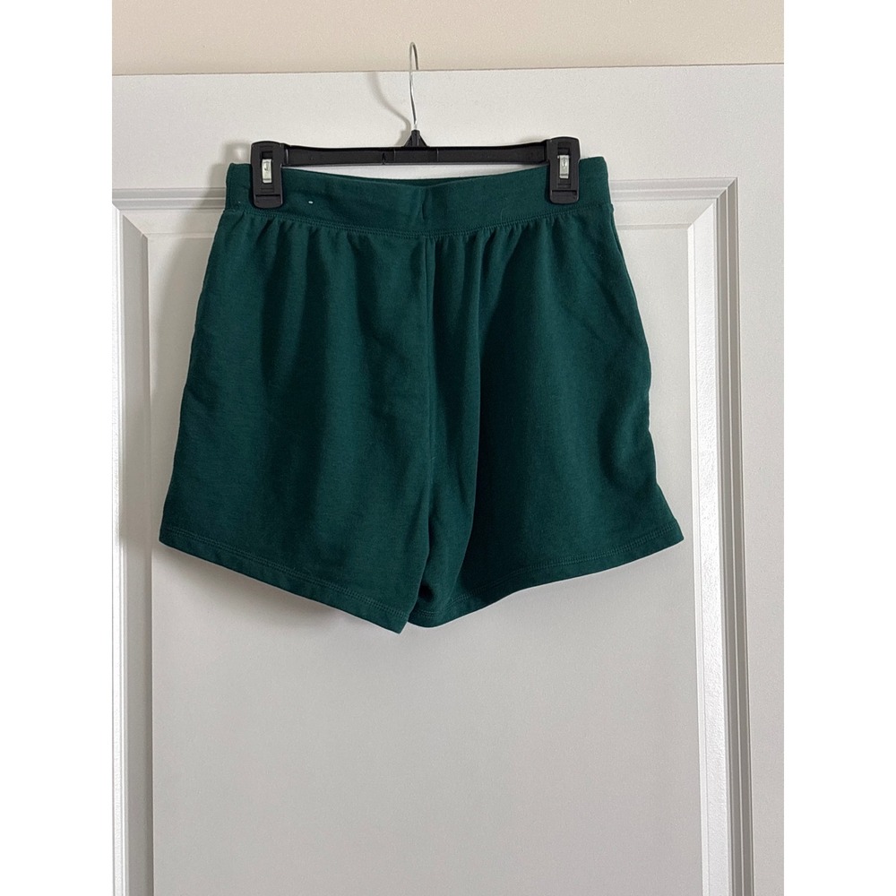 Old Navy Green High Waisted French Terry Sweat Shorts Drawstring Pockets Medium - Picture 3 of 5